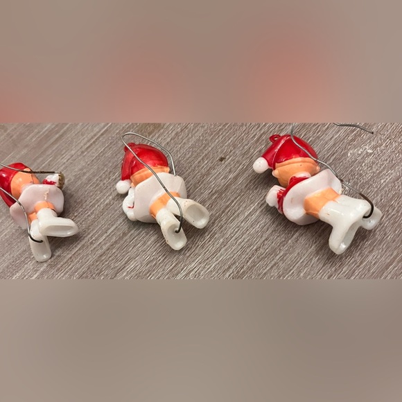 3 Pixi Elf Ornaments Wreath Hook Inserted 2.5' plastic Vintage Christmas Decor - Picture 8 of 9